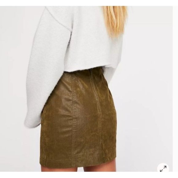 Free People Modern Femme Vegan Suede Mini Skirt Tobacco Size 0 - Picture 5 of 8